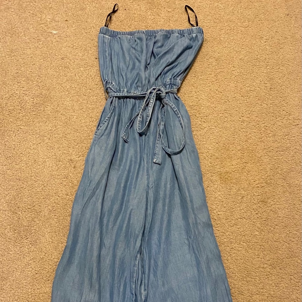 Forever 21 denim strapless jumpsuit